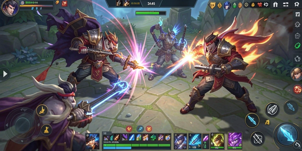 Gameplay mendebarkan dari 3446 MOBA yang penuh strategi.