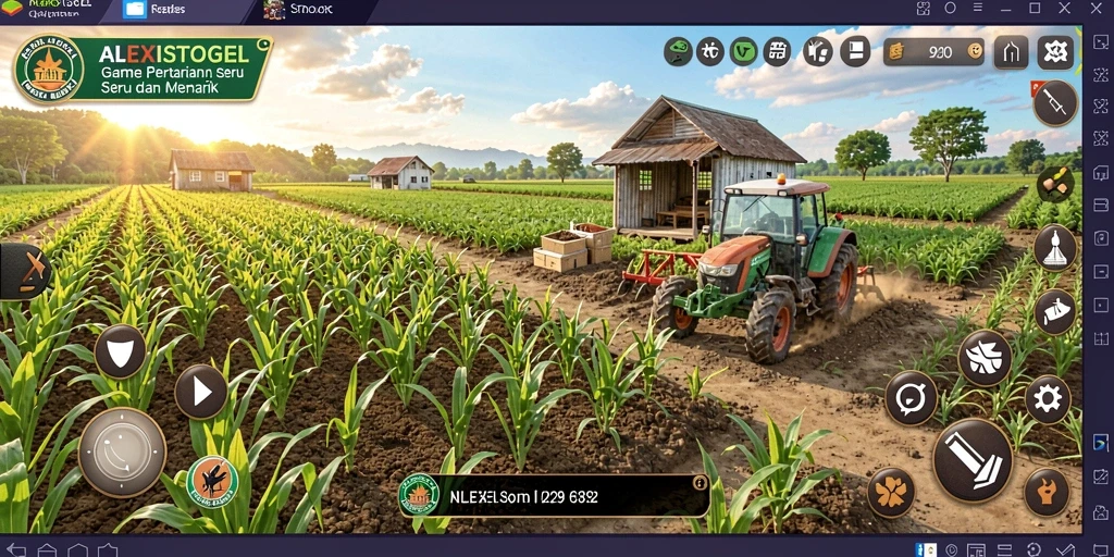 Tangkapan layar gameplay ALEXISTOGEL menampilkan ladang yang hijau dan hewan ternak yang sehat.