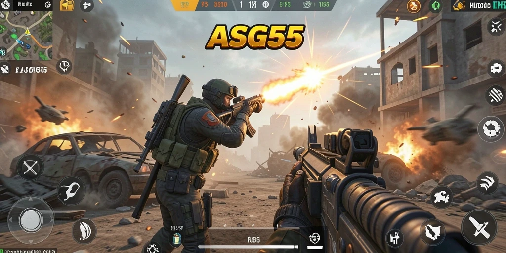 Tampilan gameplay TPS yang mendebarkan dari ASG55.