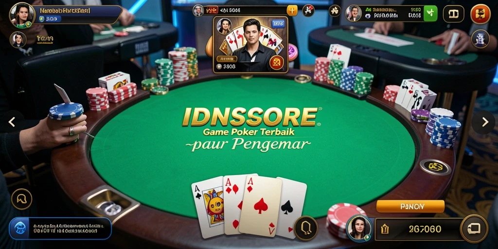 Tampilan permainan poker yang mendebarkan di IDNSCORE.