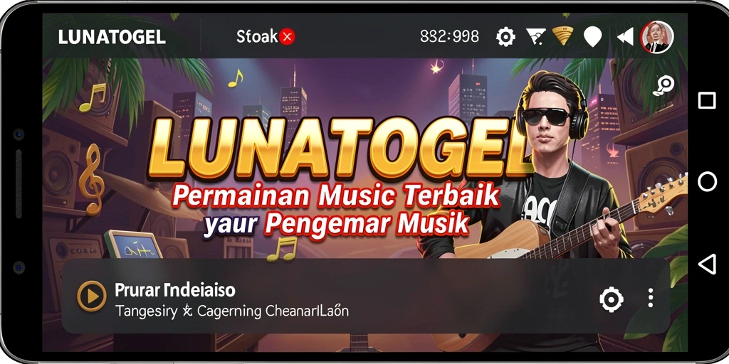Tampilan menarik LUNATOGEL yang menampilkan gameplay musik.
