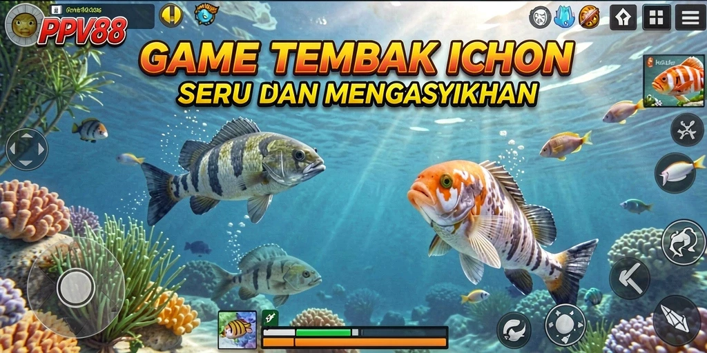 Screenshot gameplay Tembak Ikan menampilkan aksi seru menangkap ikan.