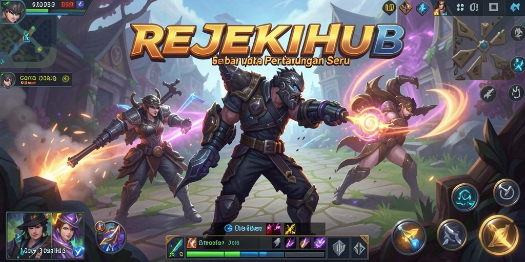 Tampilan gameplay seru dari REJEKIHUB dalam pertarungan tim.