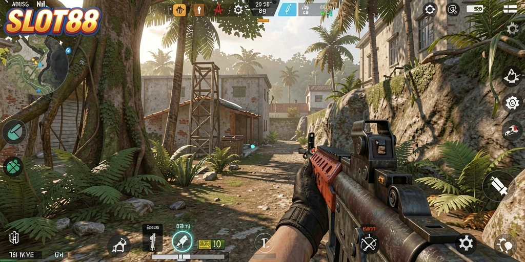 Screenshot menampilkan aksi seru dalam permainan FPS.