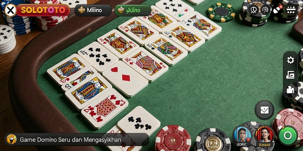 Tampilan screenshot gameplay Domino yang menciptakan suasana seru.